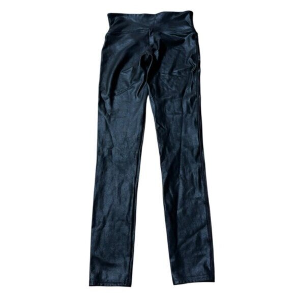 Spanx Black Faux Leather 27" Leggings Size Medium - Picture 2 of 5